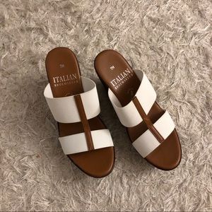 White Strapped Wedges